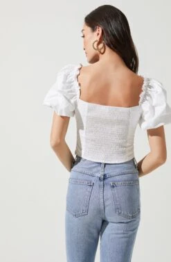 Gilmore Puff Sleeve Top -Outlet Cozi Luxe Store ACT16678 WHITE 4