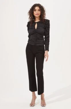 Jupiter Satin Ruched Cutout Top -Outlet Cozi Luxe Store ACT16685L BLACK 1