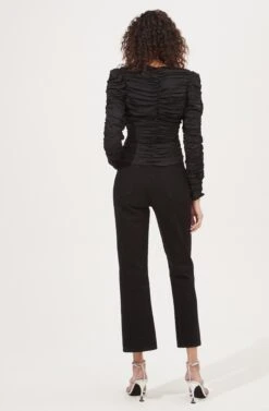 Jupiter Satin Ruched Cutout Top -Outlet Cozi Luxe Store ACT16685L BLACK 4