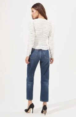 Jupiter Satin Ruched Cutout Top -Outlet Cozi Luxe Store ACT16685L WHITE 4