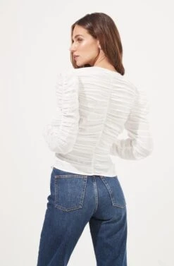 Jupiter Satin Ruched Cutout Top -Outlet Cozi Luxe Store ACT16685L WHITE 5