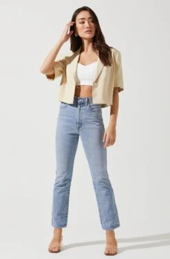 Melrose Short Sleeve Jacket -Outlet Cozi Luxe Store ACT16704 NATURAL 1