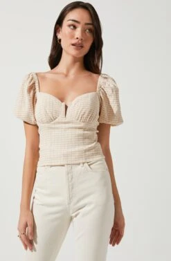 Daydreamer Gingham Puff Sleeve Top