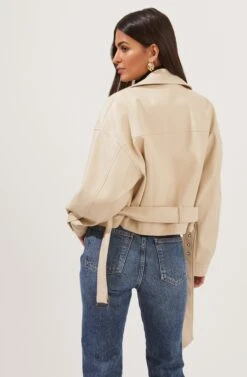 Rubia Faux Leather Moto Jacket -Outlet Cozi Luxe Store ACT16740 CREAM 6