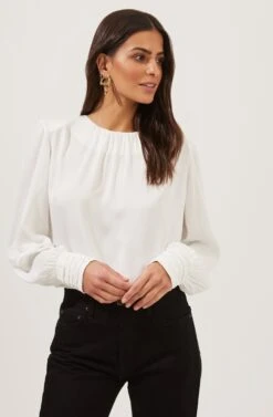 Duchess Long Sleeve Top -Outlet Cozi Luxe Store ACT16780B OFFWHITE 2