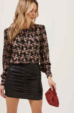 Duchess Floral Long Sleeve Top -Outlet Cozi Luxe Store ACT16780 BLACK PINKBURNOUTFLORAL 2