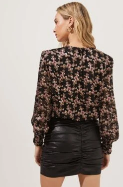 Duchess Floral Long Sleeve Top -Outlet Cozi Luxe Store ACT16780 BLACK PINKBURNOUTFLORAL 6