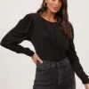 Beckinsale Draped Long Sleeve Bodysuit -Outlet Cozi Luxe Store ACT16782 BLACK 2