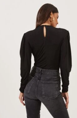 Beckinsale Draped Long Sleeve Bodysuit -Outlet Cozi Luxe Store ACT16782 BLACK 5