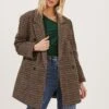 Autumn Plaid Oversized Blazer -Outlet Cozi Luxe Store ACT16809 BROWN GREENPLAID 2