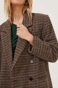Autumn Plaid Oversized Blazer -Outlet Cozi Luxe Store ACT16809 BROWN GREENPLAID 4