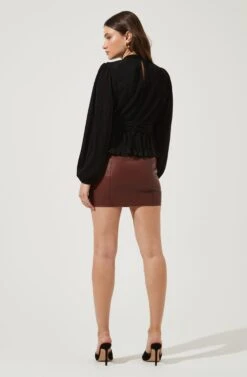 Sharon Long Sleeve Pleated Peplum Top 9 Sharon Long Sleeve Pleated Peplum Top -Outlet Cozi Luxe Store ACT16810 BLACK 3 2