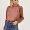 Crawford Satin Long Sleeve Top 1 Crawford Satin Long Sleeve Top -Outlet Cozi Luxe Store ACT16811 DUSTYROSE 2
