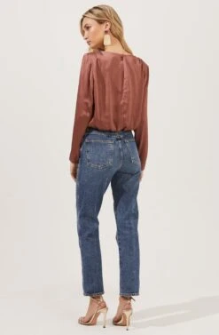 Crawford Satin Long Sleeve Top -Outlet Cozi Luxe Store ACT16811 DUSTYROSE 4