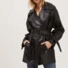 Peoria Belted Faux Leather Jacket -Outlet Cozi Luxe Store ACT16822 BLACK 2