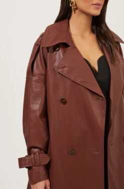 Peoria Belted Faux Leather Jacket -Outlet Cozi Luxe Store ACT16822 RUSTBROWN 3