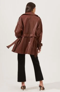 Peoria Belted Faux Leather Jacket -Outlet Cozi Luxe Store ACT16822 RUSTBROWN 4