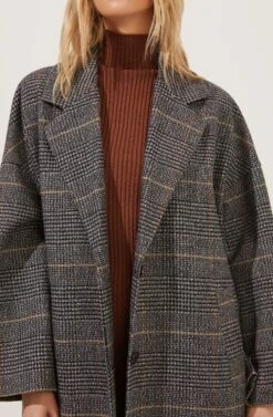 Evanston Plaid Oversized Coat 10 Evanston Plaid Oversized Coat -Outlet Cozi Luxe Store ACT16842 BLACK GREYPLAID 4