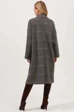 Evanston Plaid Oversized Coat 11 Evanston Plaid Oversized Coat -Outlet Cozi Luxe Store ACT16842 BLACK GREYPLAID 5