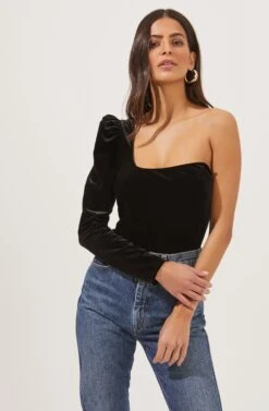 Elegance Velvet Single Sleeve Bodysuit