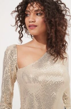 Della Sequin Cutout Bodysuit -Outlet Cozi Luxe Store ACT16847B GOLD 3