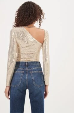 Della Sequin Cutout Bodysuit -Outlet Cozi Luxe Store ACT16847B GOLD 5