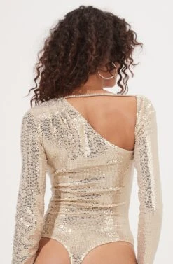 Della Sequin Cutout Bodysuit -Outlet Cozi Luxe Store ACT16847B GOLD 8 2