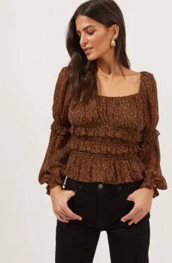 Fairfield Smocked Square Neck Floral Top