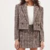 Christa Cropped Plaid Jacket -Outlet Cozi Luxe Store ACT16857B BROWNMULTI 3