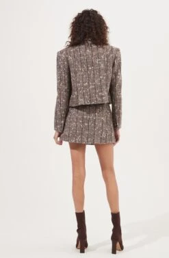 Christa Cropped Plaid Jacket -Outlet Cozi Luxe Store ACT16857B BROWNMULTI 5