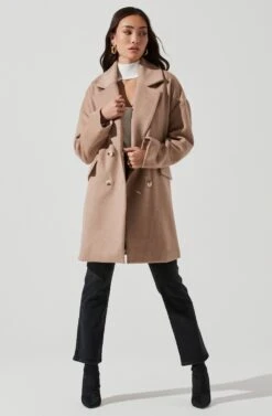 Rhea Double Breasted Coat -Outlet Cozi Luxe Store ACT16870 TAUPE 1052