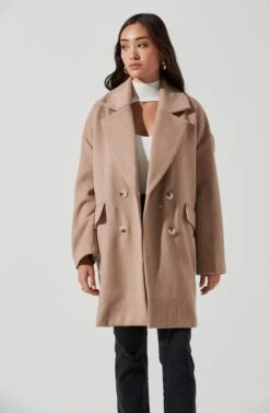 Rhea Double Breasted Coat -Outlet Cozi Luxe Store ACT16870 TAUPE 1055