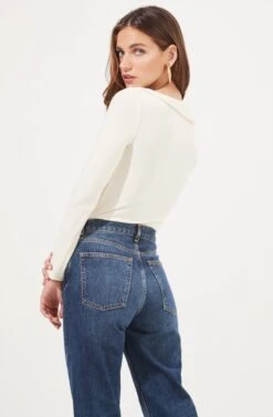 Iggy Twist Front Long Sleeve Bodysuit -Outlet Cozi Luxe Store ACT16871 OFFWHITE 2