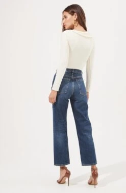 Iggy Twist Front Long Sleeve Bodysuit -Outlet Cozi Luxe Store ACT16871 OFFWHITE 5