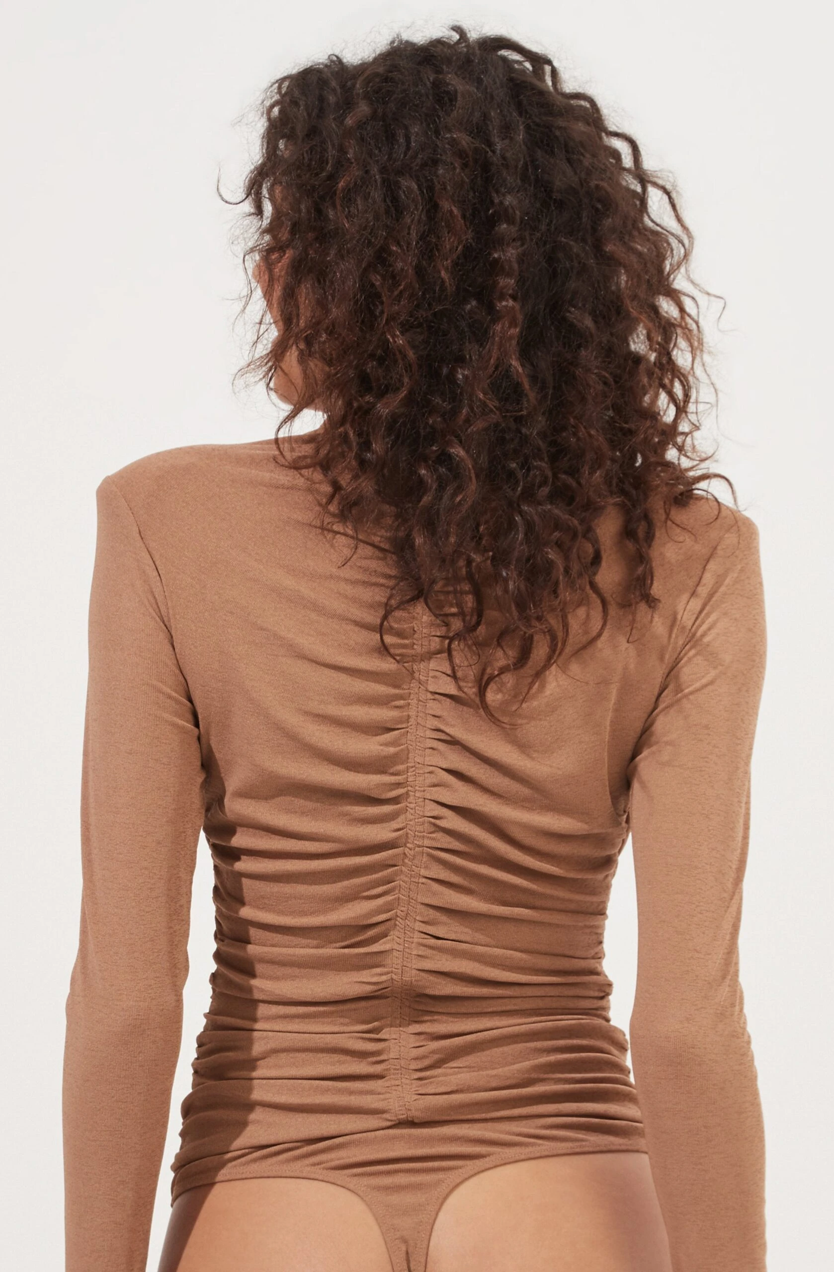 Hollis Ruched Long Sleeve Padded Shoulder Bodysuit 14 Hollis Ruched Long Sleeve Padded Shoulder Bodysuit - Image 12