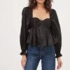 Irene Sweetheart Puff Sleeve Peplum Top