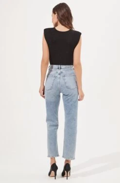 Stella Metallic V Neck Bodysuit -Outlet Cozi Luxe Store ACT16897 BLACK 4