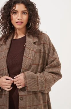 Dalary Plaid Oversized Coat -Outlet Cozi Luxe Store ACT16901 BROWNMULTIPLAID 1