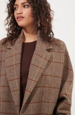 Dalary Plaid Oversized Coat -Outlet Cozi Luxe Store ACT16901 BROWNMULTIPLAID 2