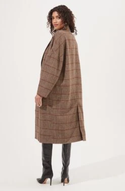 Dalary Plaid Oversized Coat -Outlet Cozi Luxe Store ACT16901 BROWNMULTIPLAID 3