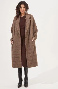 Dalary Plaid Oversized Coat -Outlet Cozi Luxe Store ACT16901 BROWNMULTIPLAID 5