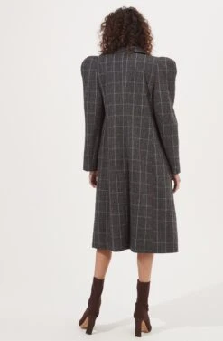 Audrey Plaid Shoulder Pad Longline Coat 9 Audrey Plaid Shoulder Pad Longline Coat -Outlet Cozi Luxe Store ACT16902 CHARCOALPLAID 3
