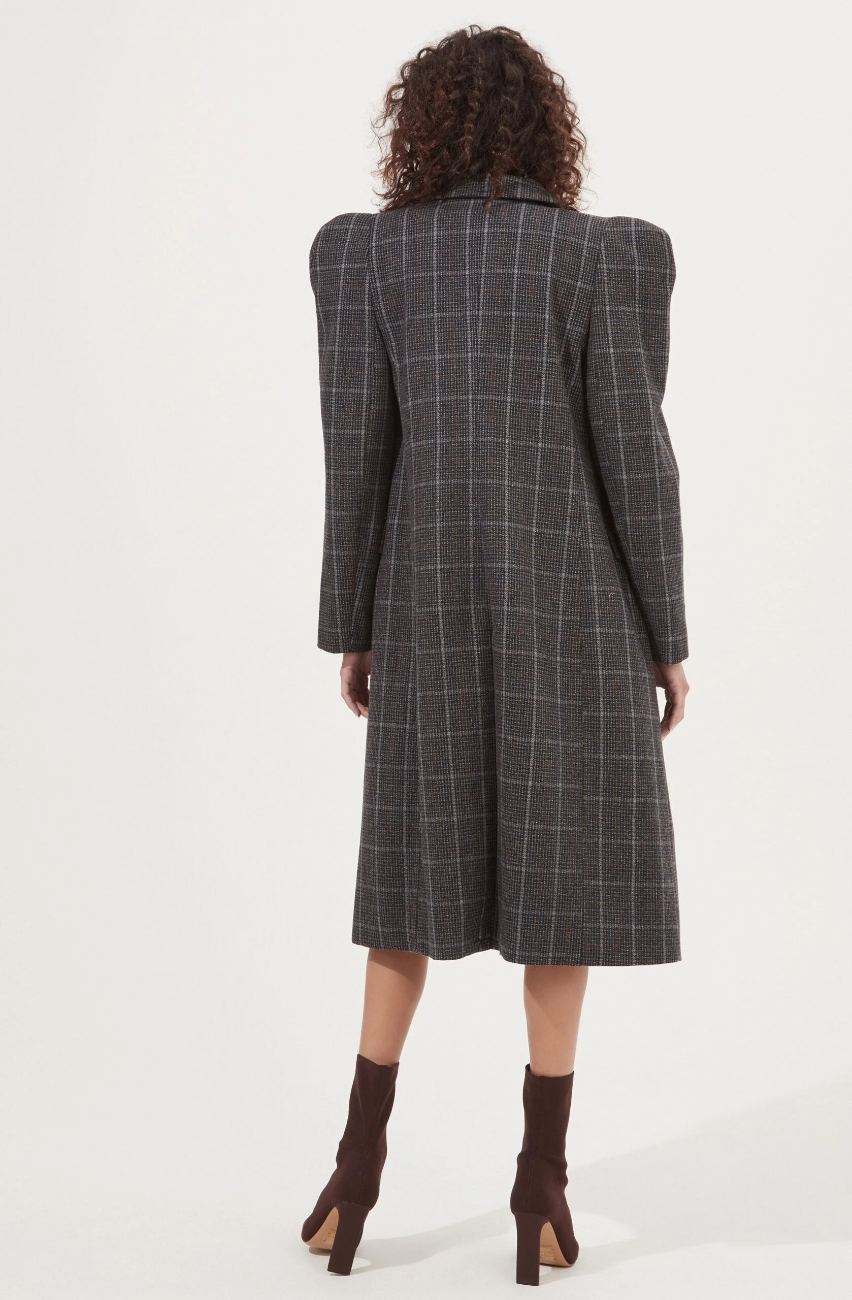 Audrey Plaid Shoulder Pad Longline Coat 5 Audrey Plaid Shoulder Pad Longline Coat - Image 3