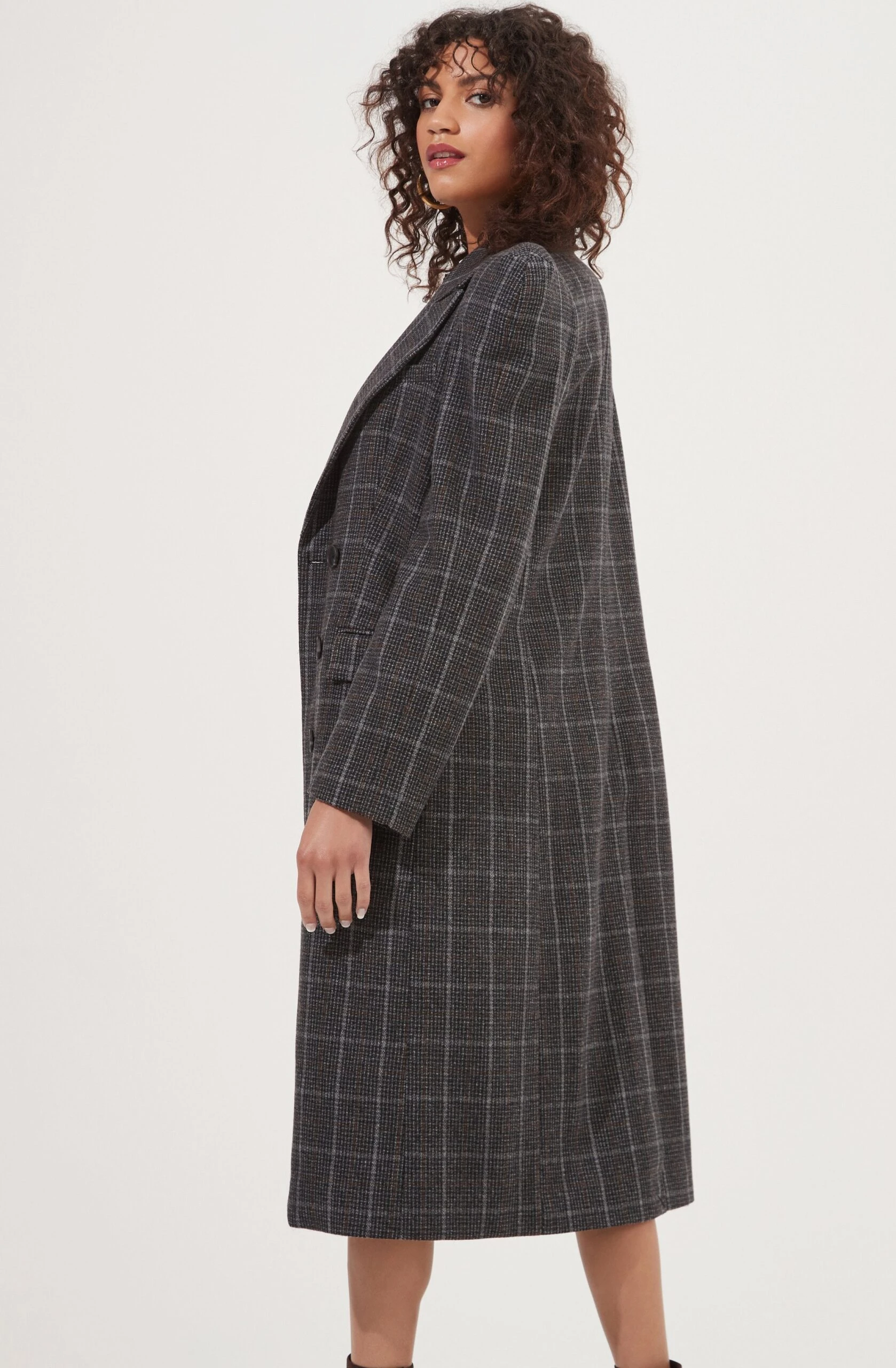 Audrey Plaid Shoulder Pad Longline Coat 6 Audrey Plaid Shoulder Pad Longline Coat - Image 4