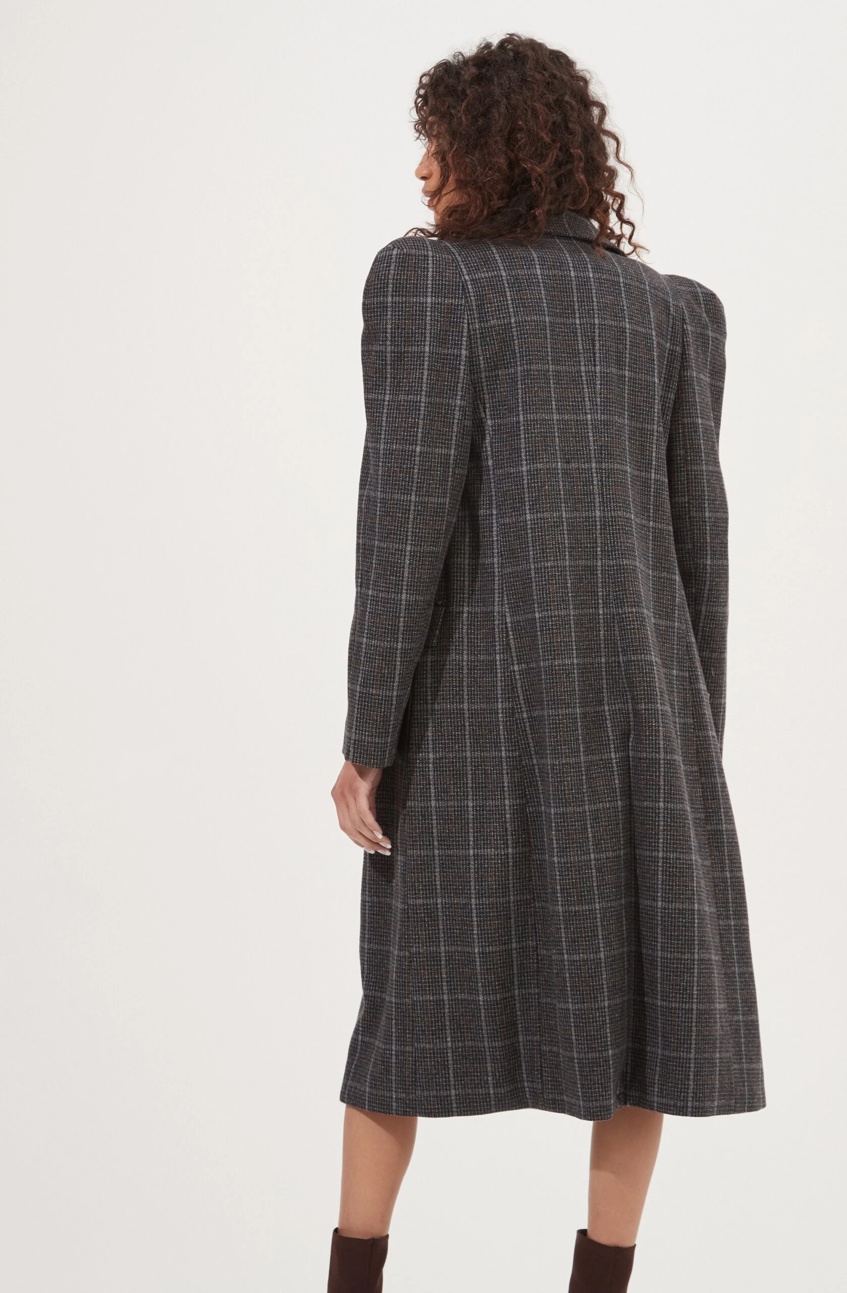 Audrey Plaid Shoulder Pad Longline Coat 7 Audrey Plaid Shoulder Pad Longline Coat - Image 5