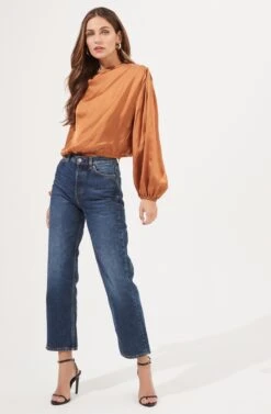 Meilani Satin Cowl Neck Top -Outlet Cozi Luxe Store ACT16904 GOLDENAMBER 1