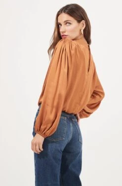 Meilani Satin Cowl Neck Top -Outlet Cozi Luxe Store ACT16904 GOLDENAMBER 5