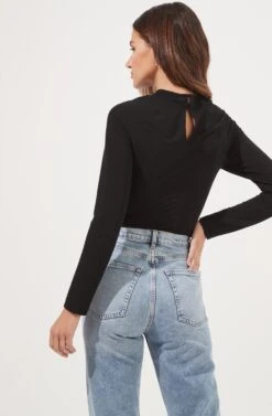 Cristen Ruched Cutout Bodysuit -Outlet Cozi Luxe Store ACT16916 BLACK 6