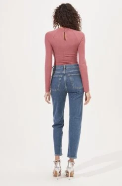 Cristen Ruched Cutout Bodysuit -Outlet Cozi Luxe Store ACT16916 PINKRHUBARD 4