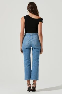 Montrose Off Shoulder Cutout Bodysuit -Outlet Cozi Luxe Store ACT16962 BLACK 3